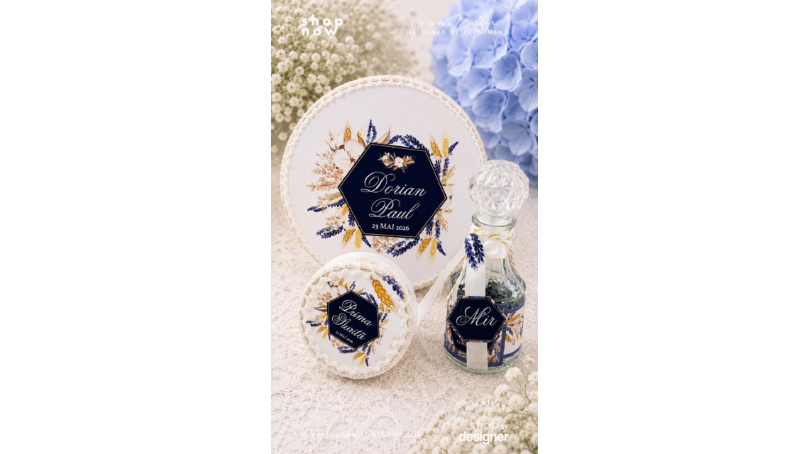 Trusou de botez traditional cu lavanda bumbac si spice de grau 1